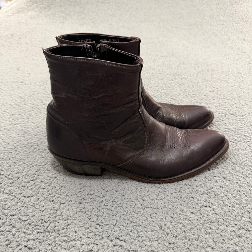 Laredo Western Cowboy Boots Mens 10.5 EE Ankle Side Zip Leather USA Made
